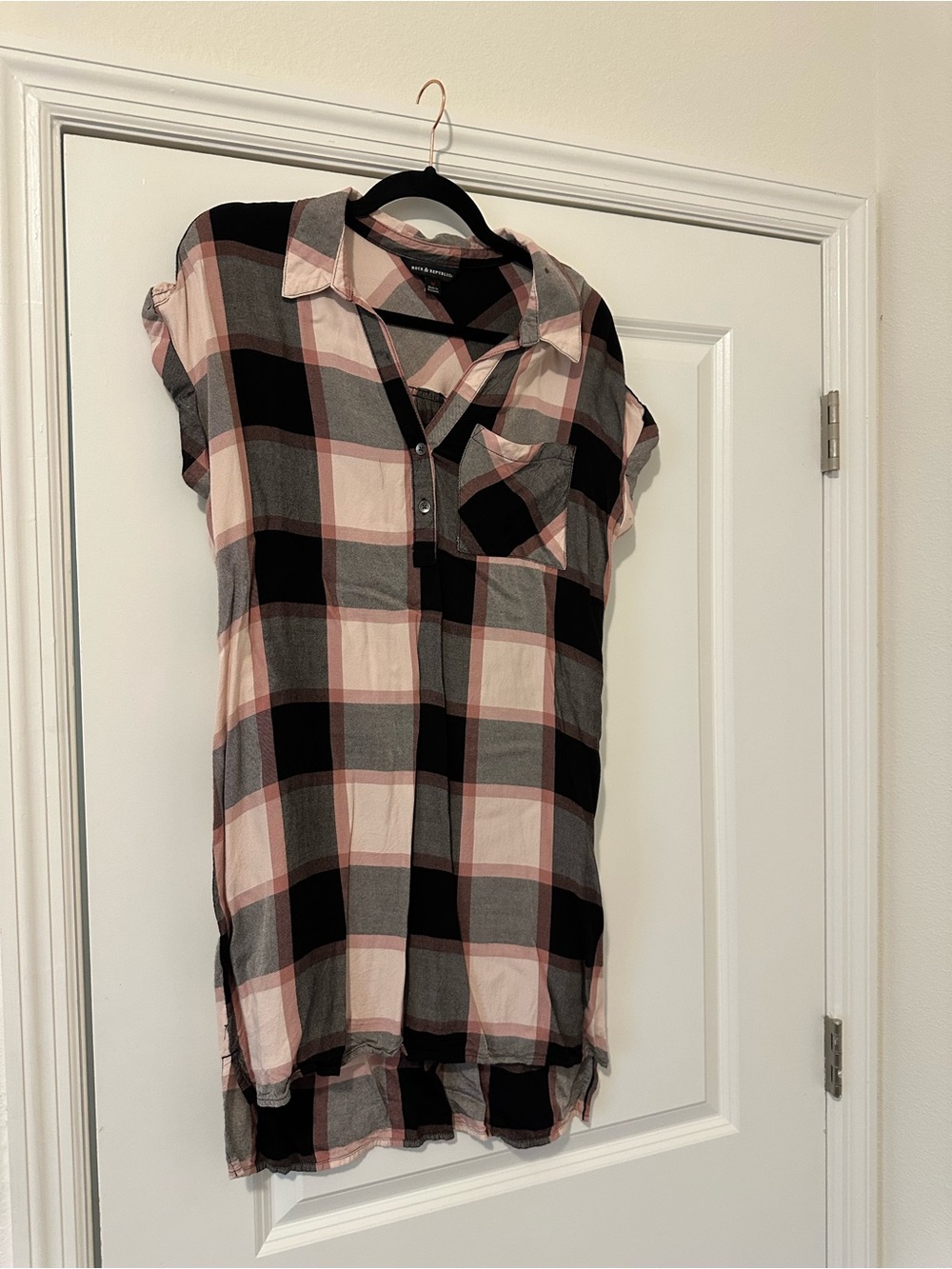 Rock & Republic Plaid Dress in Black, Gray & Blush